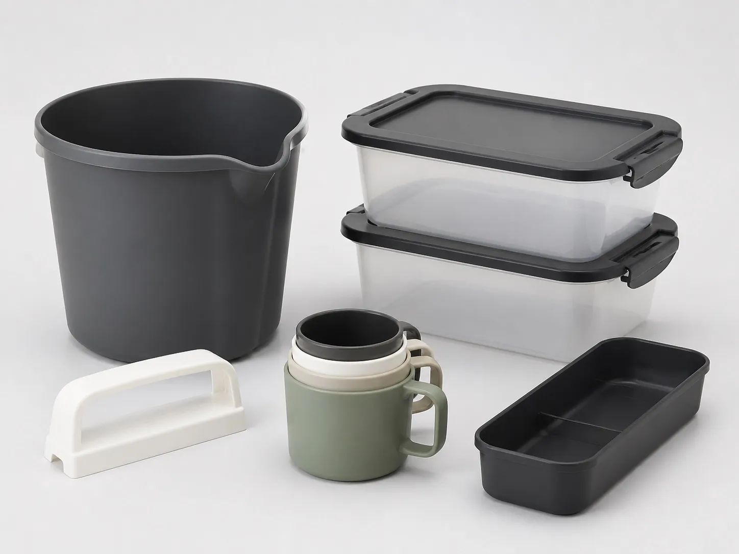 Moulding Buckets, Crates and Dustbins on Two Platen Machines